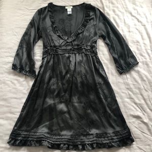 Silky black dress/long top sz Medium